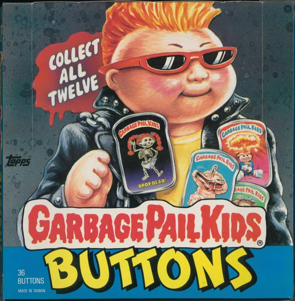 1986 TOPPS GARBAGE PAIL KIDS GPK BUTTON SEALED BOX