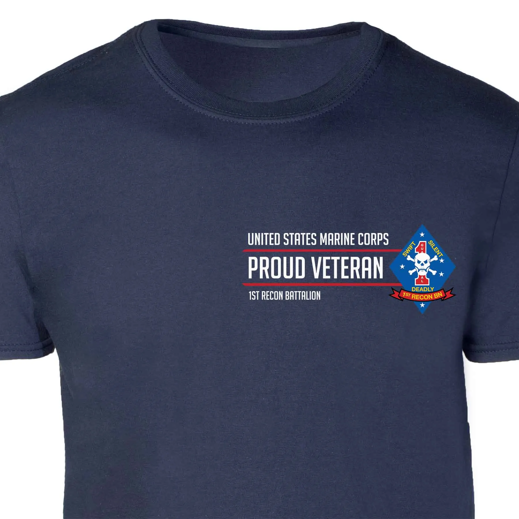 1st Recon Battalion Proud Veteran Patch Graphic T-shirt