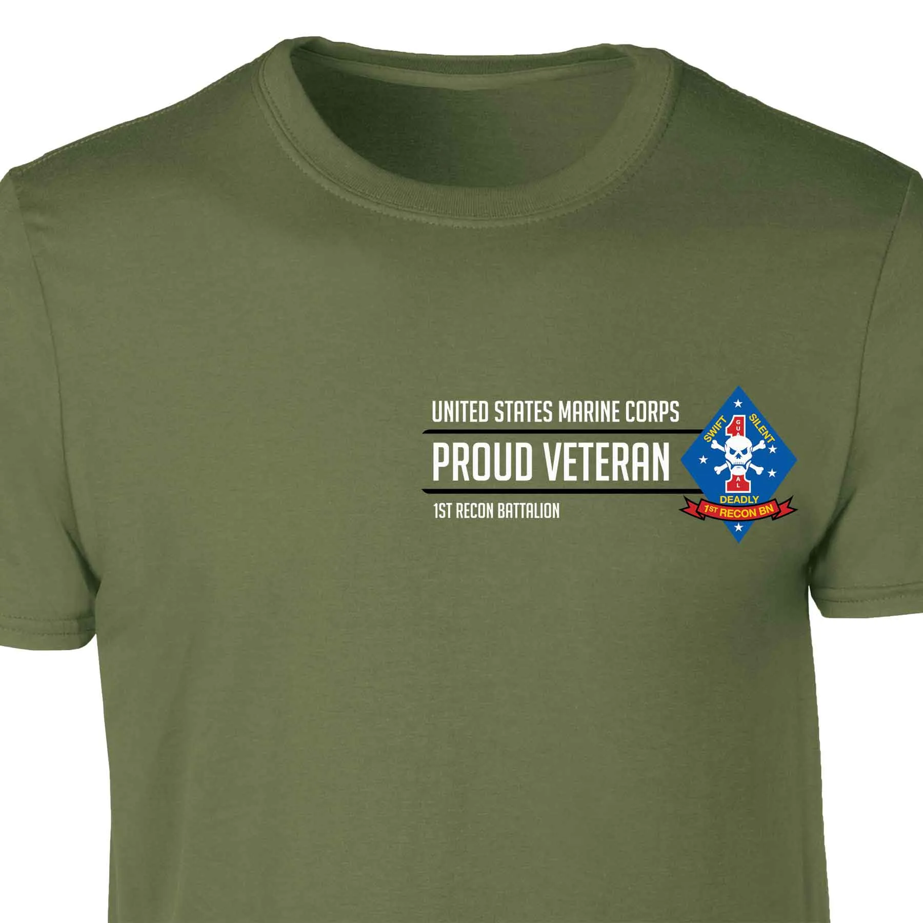 1st Recon Battalion Proud Veteran Patch Graphic T-shirt