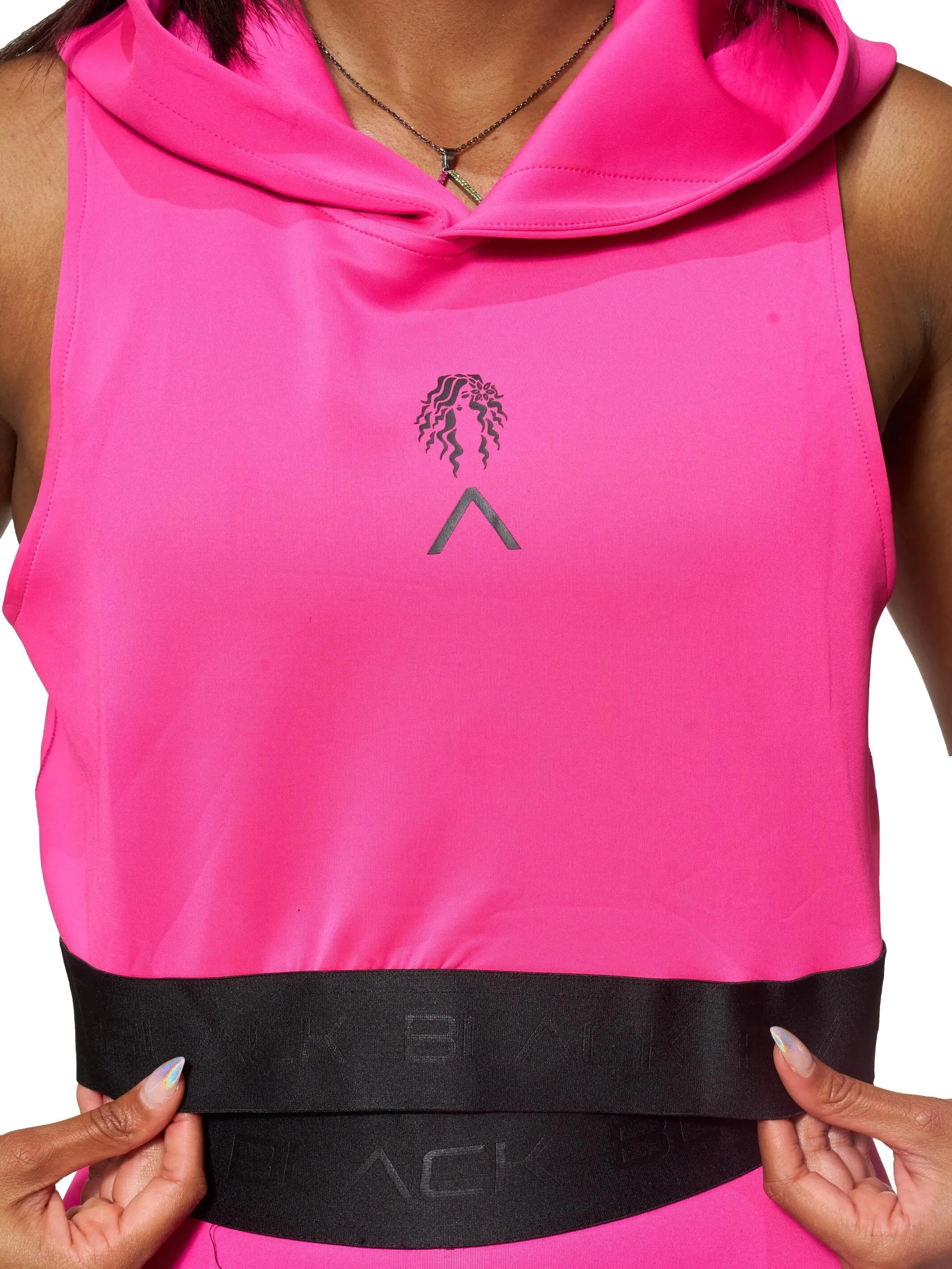 Actively Black x Mielle Pink Sleeveless Crop Hoodie