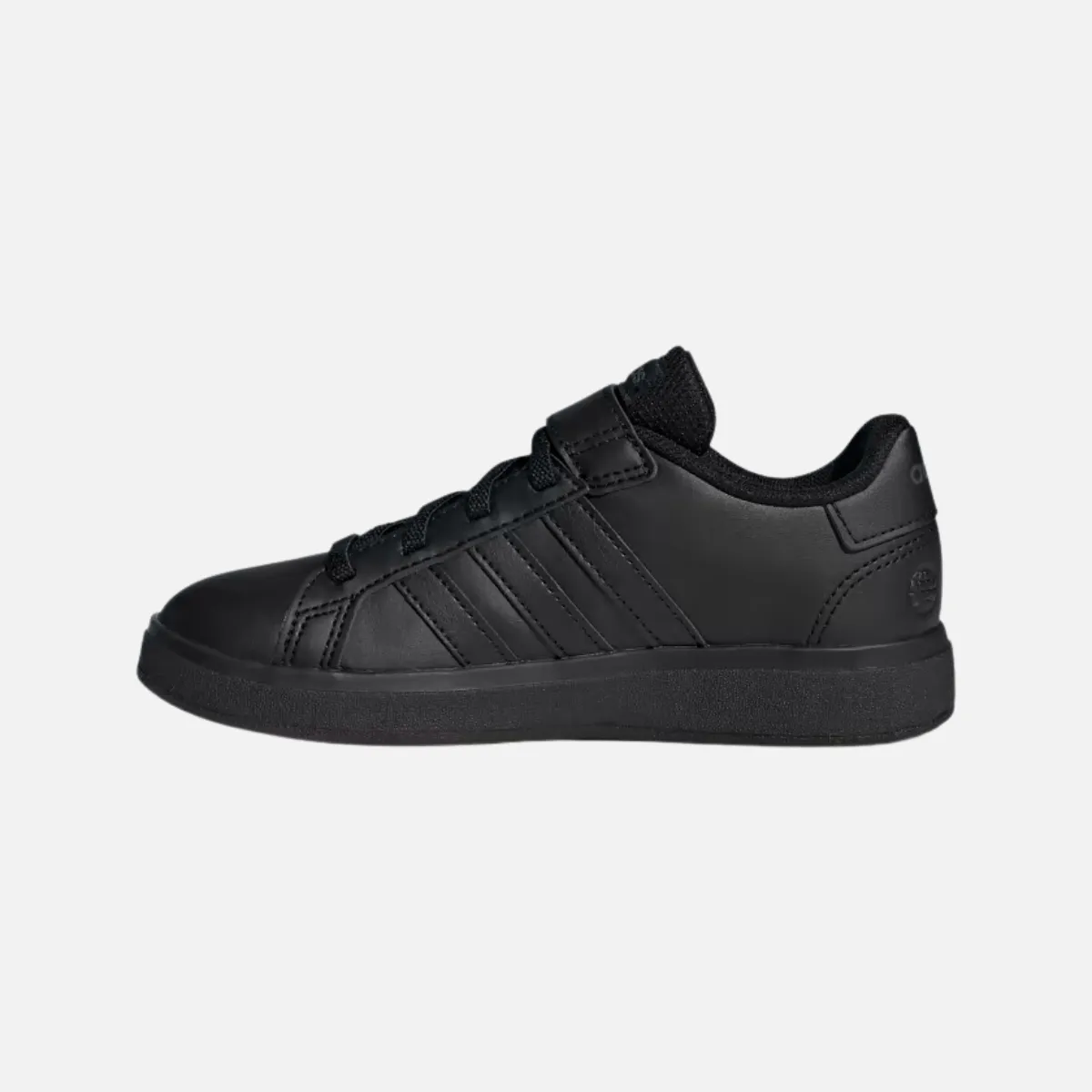 Adidas Grand Court Elastic Lace And Top Strap Kids Unisex Shoes (4-7 YEAR) -Core Black/Core Black/Grey Six