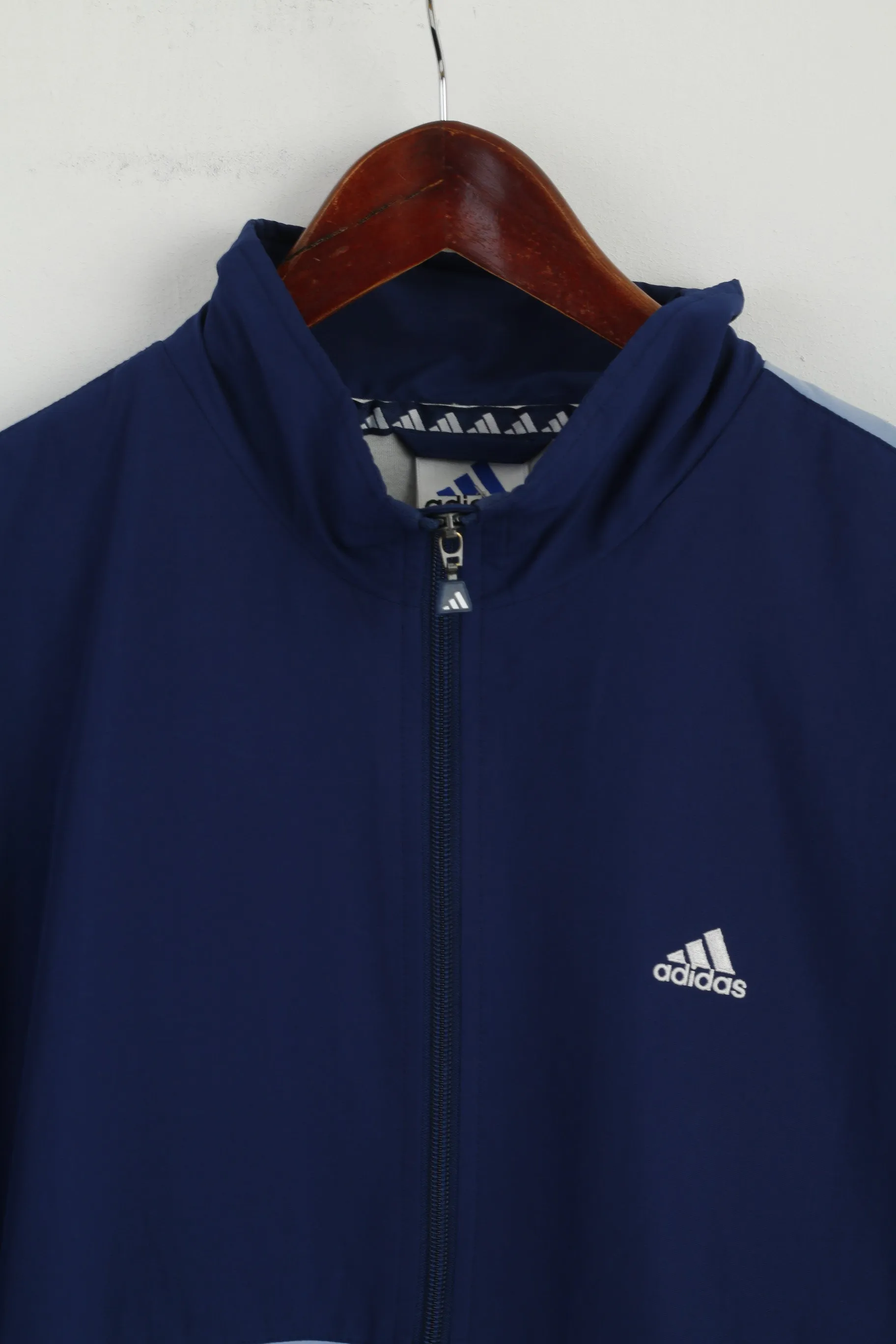 Adidas Men 52 L Jacket Blue Vintage Bomber Full Zipper Active Tennis Top