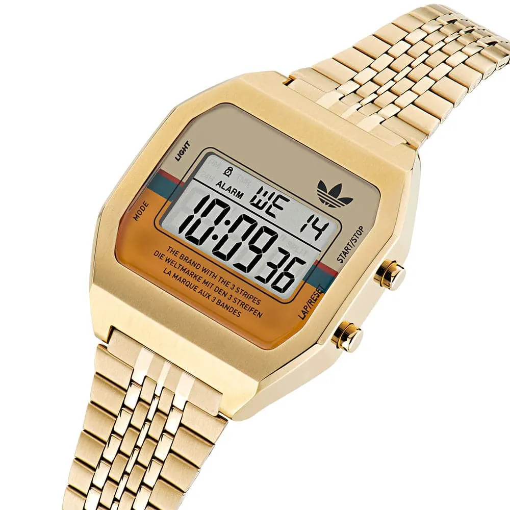 Adidas Originals Digital Gold Stainless Steel Strap Unisex Watch AOST23555