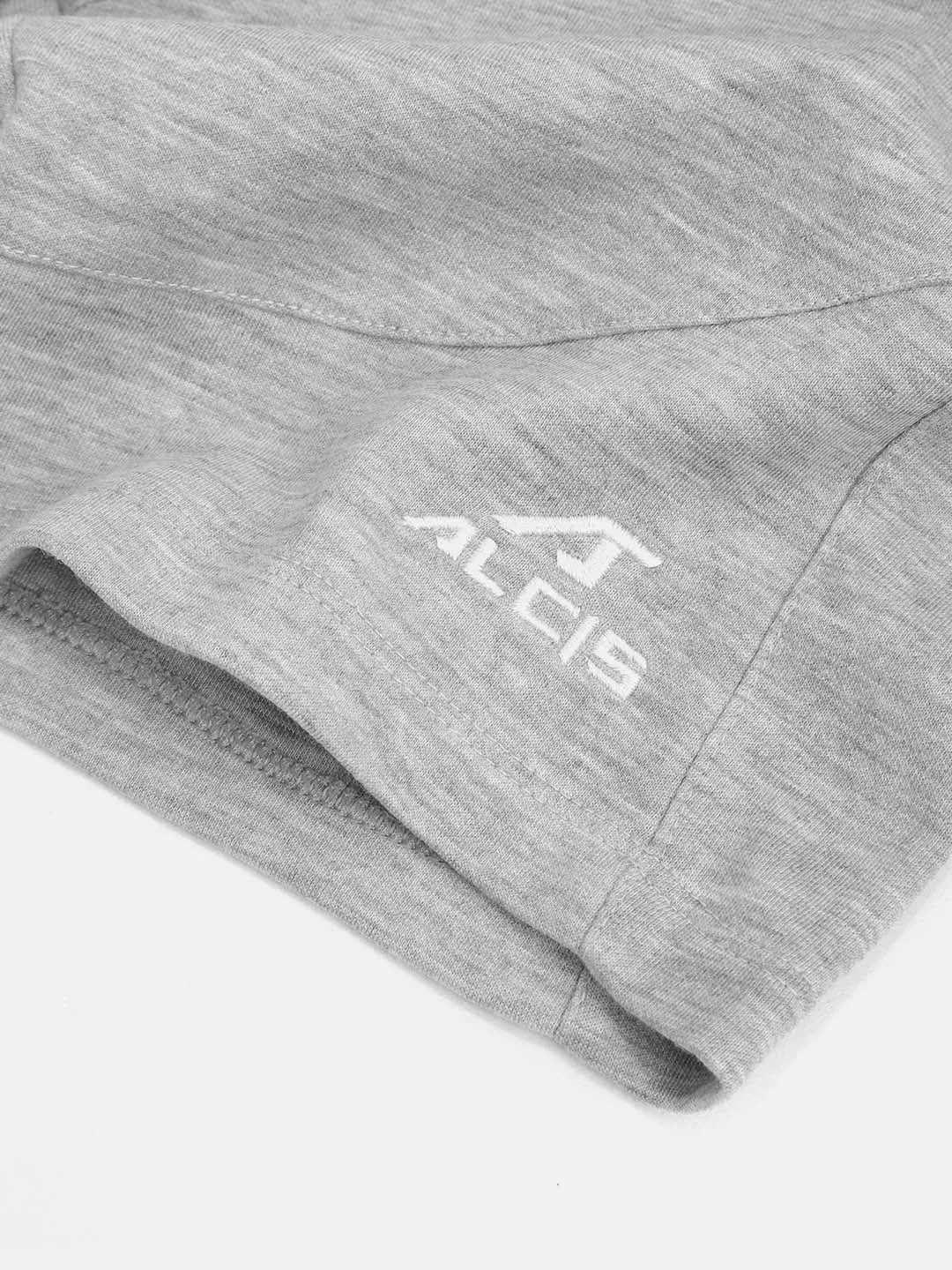 Alcis Boys Grey Melange Solid Slim Fit Sports Shorts