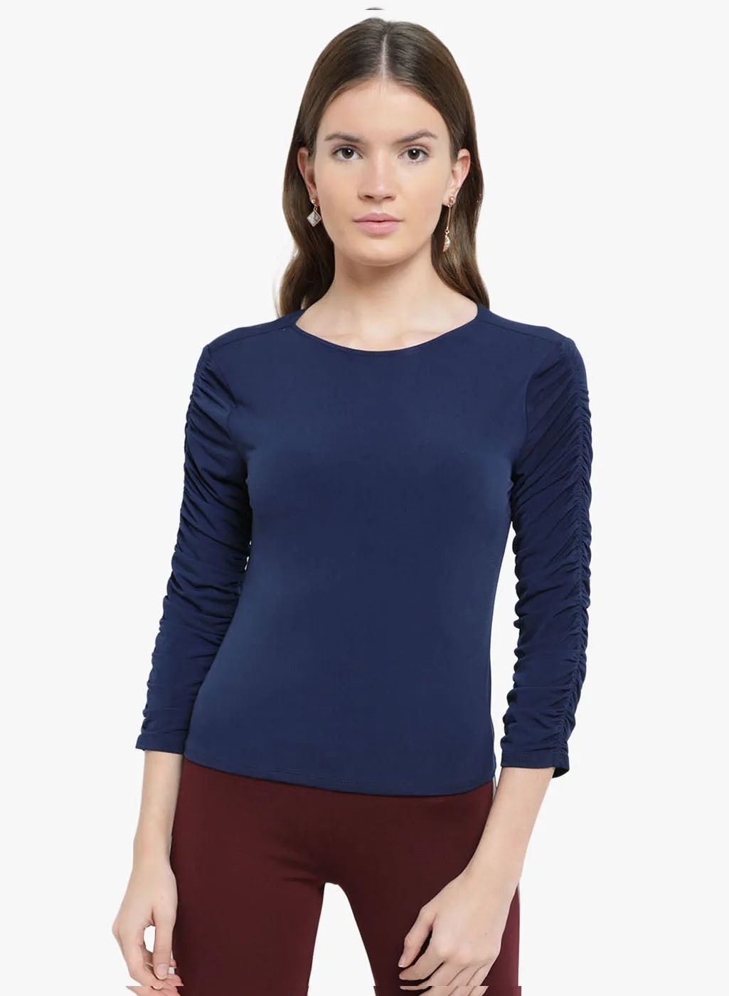 Alison Ruched Sleeve T Shirt