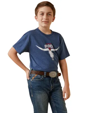 Ariat 10045293 Kids Rodeo Skull T-Shirt Navy Heather