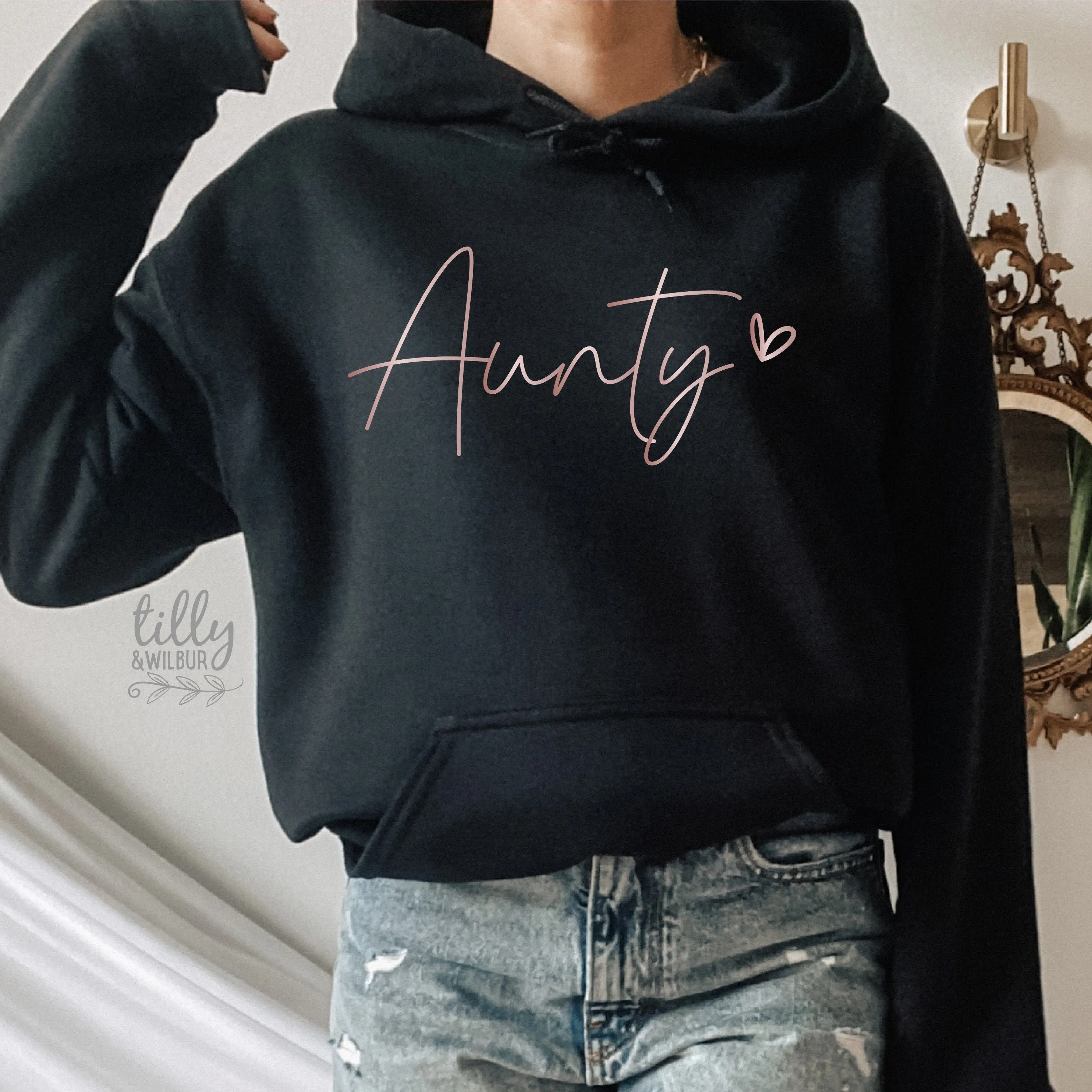 Aunty Hoodie With Rose Gold Print