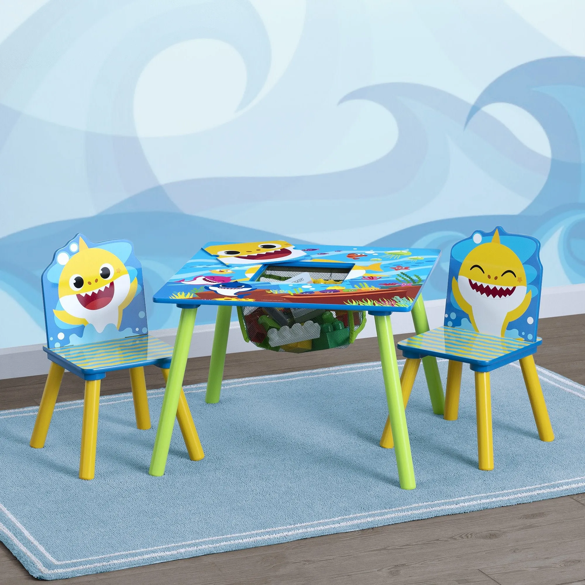 Baby Shark Kids Table and Chair Set With Storage