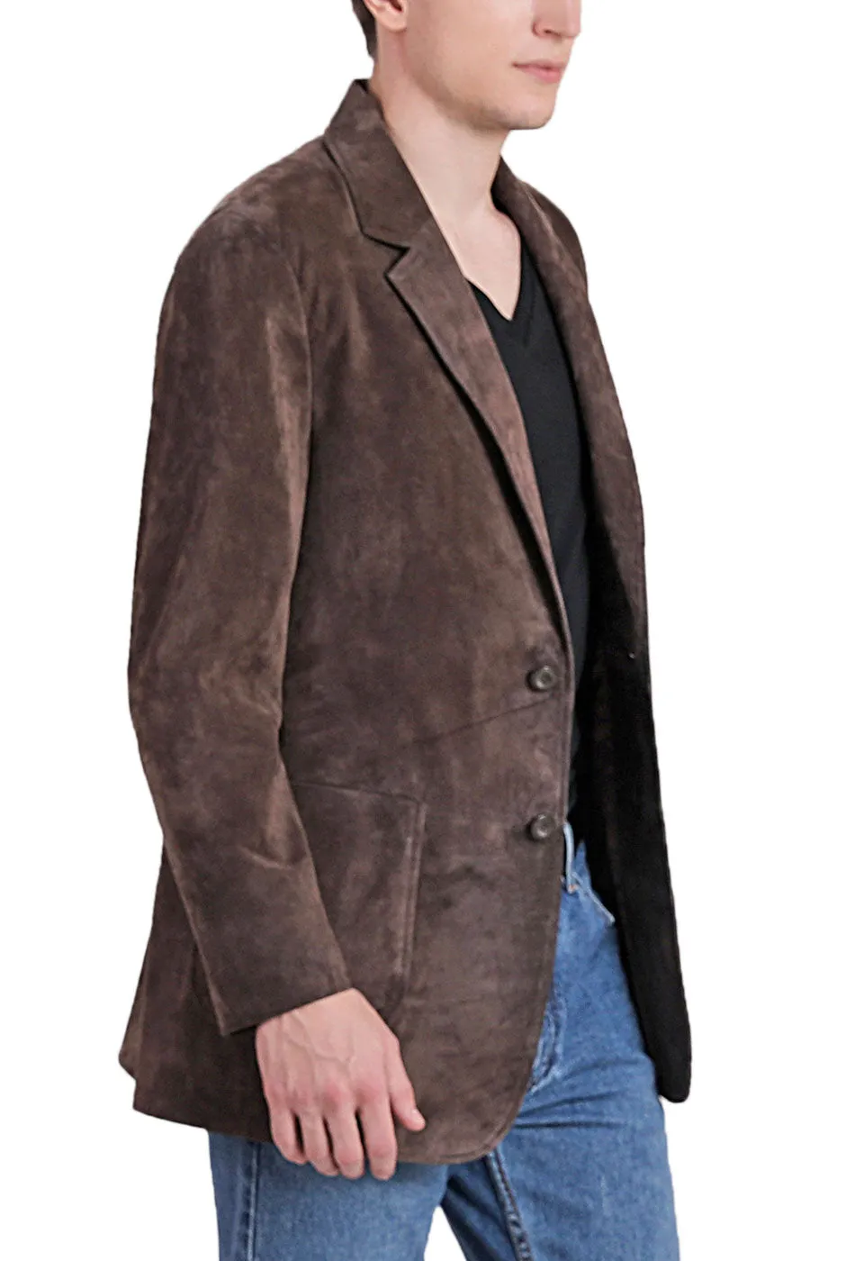 BGSD Men Steve Classic Two-Button Suede Leather Blazer