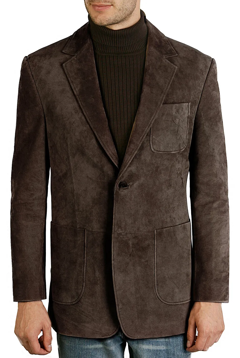 BGSD Men Steve Classic Two-Button Suede Leather Blazer