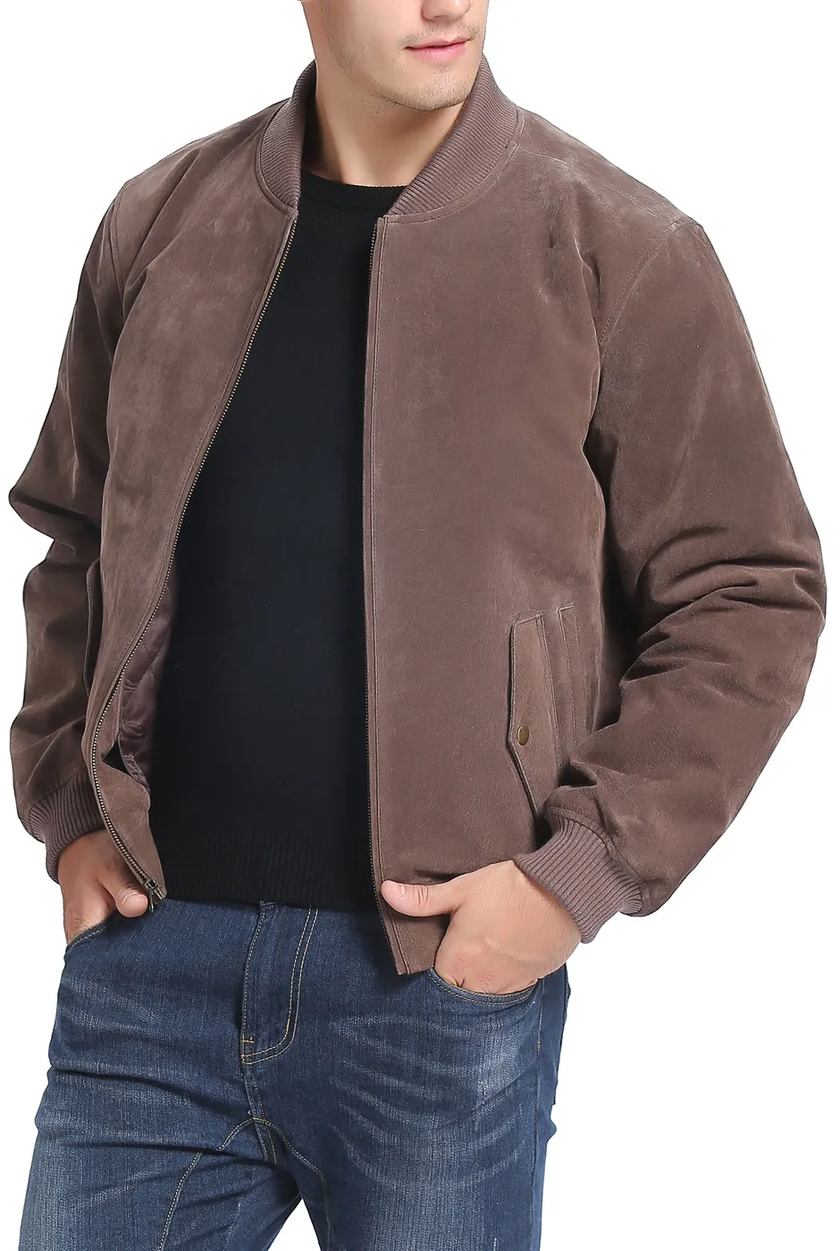 BGSD Men Urban Leather Bomber Jacket