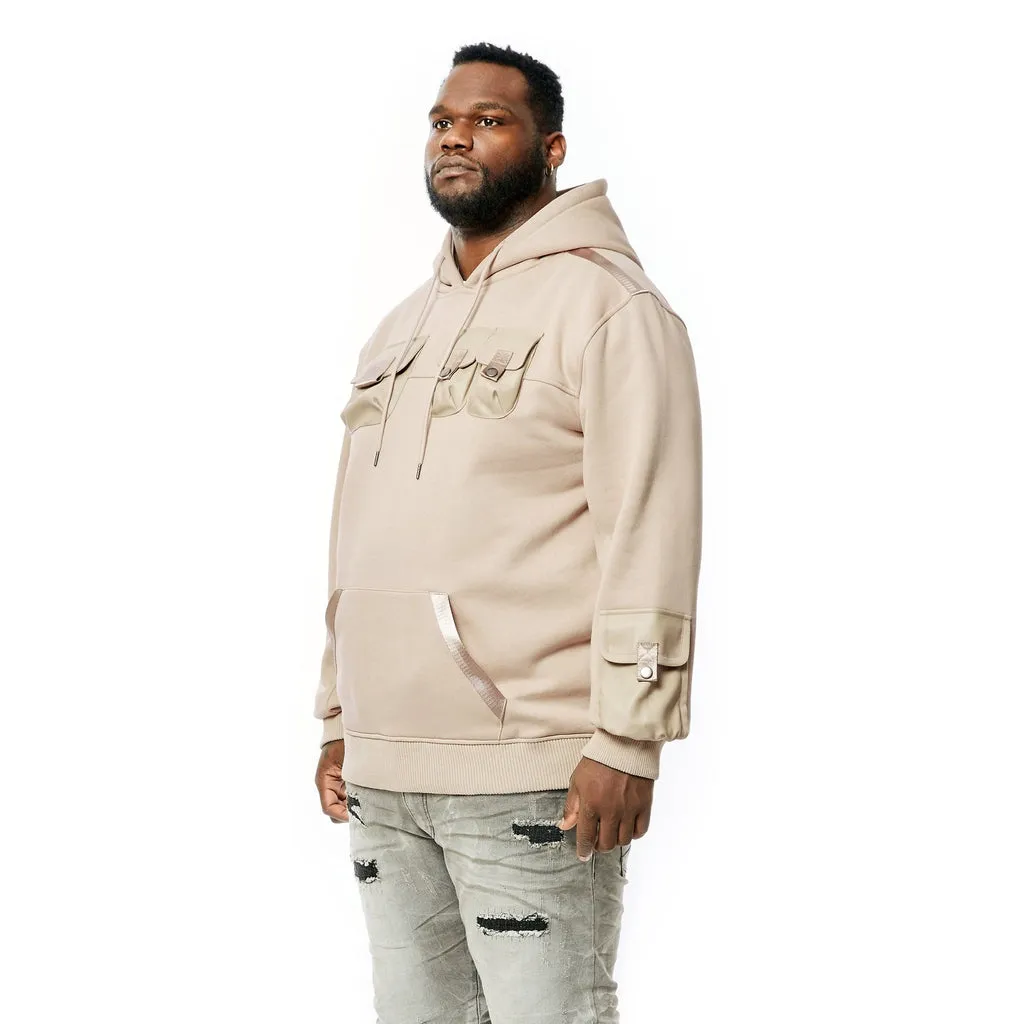 Big and Tall Mixed Media Utility Fleece Hoodie - Latte