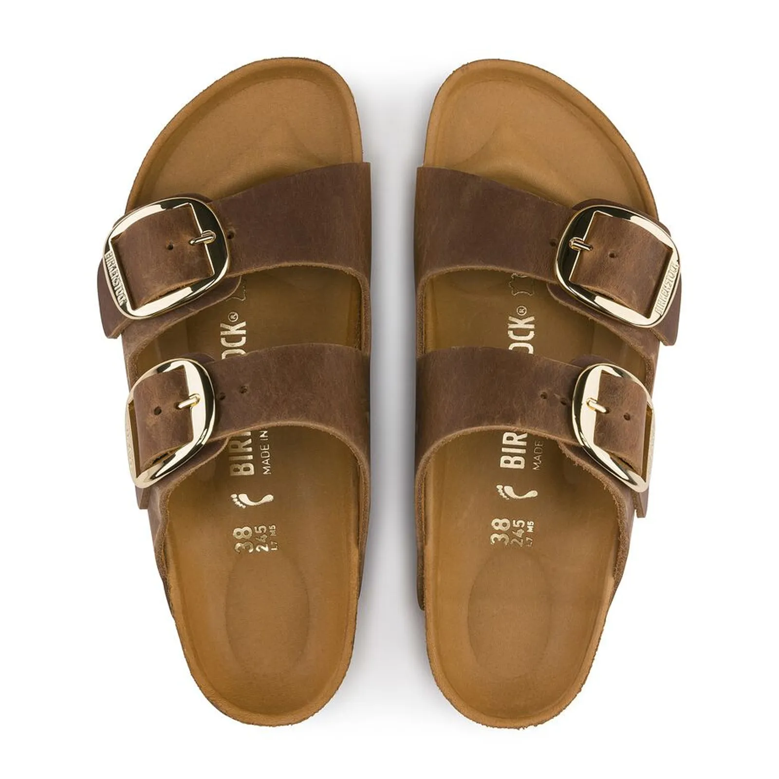 Birkenstock Arizona Big Buckle Narrow Slide Sandal (Women) - Cognac Oiled Leather