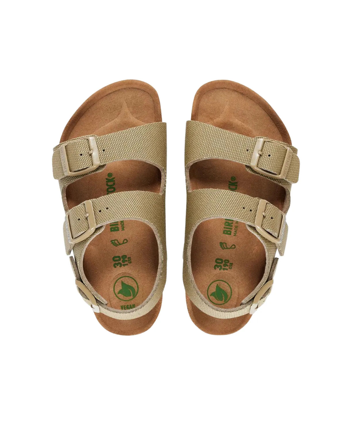 Birkenstock Kids Milano Textile Faded Khaki Vegan Canvas Sandals