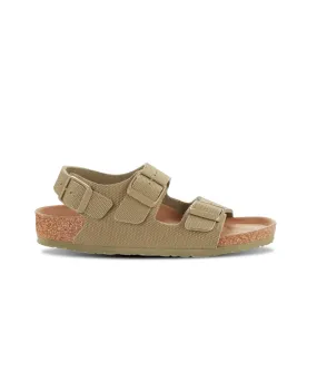 Birkenstock Kids Milano Textile Faded Khaki Vegan Canvas Sandals