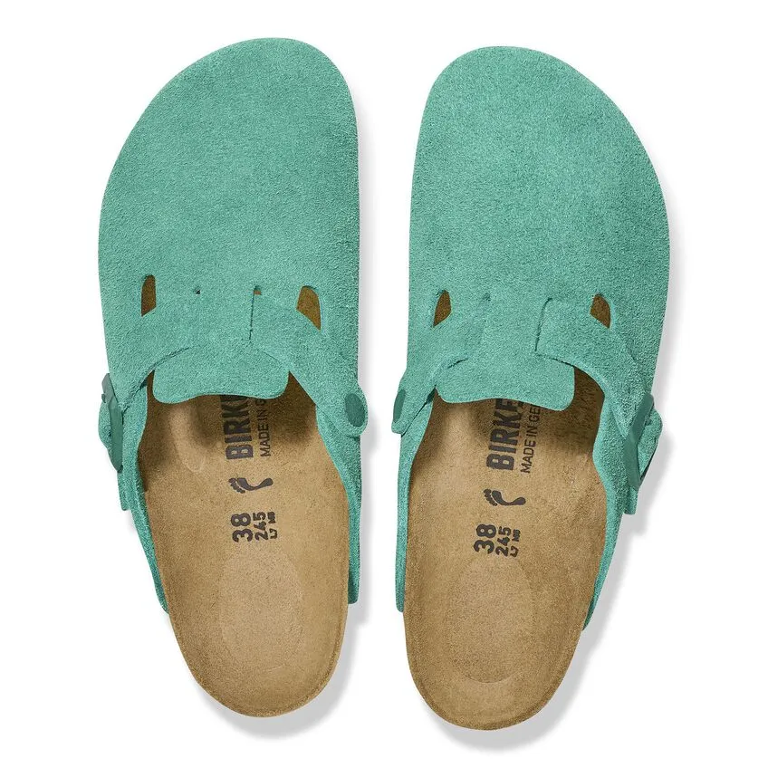 BIRKENSTOCK Women's Boston Suede Leather (Digital Green - Narrow Fit)