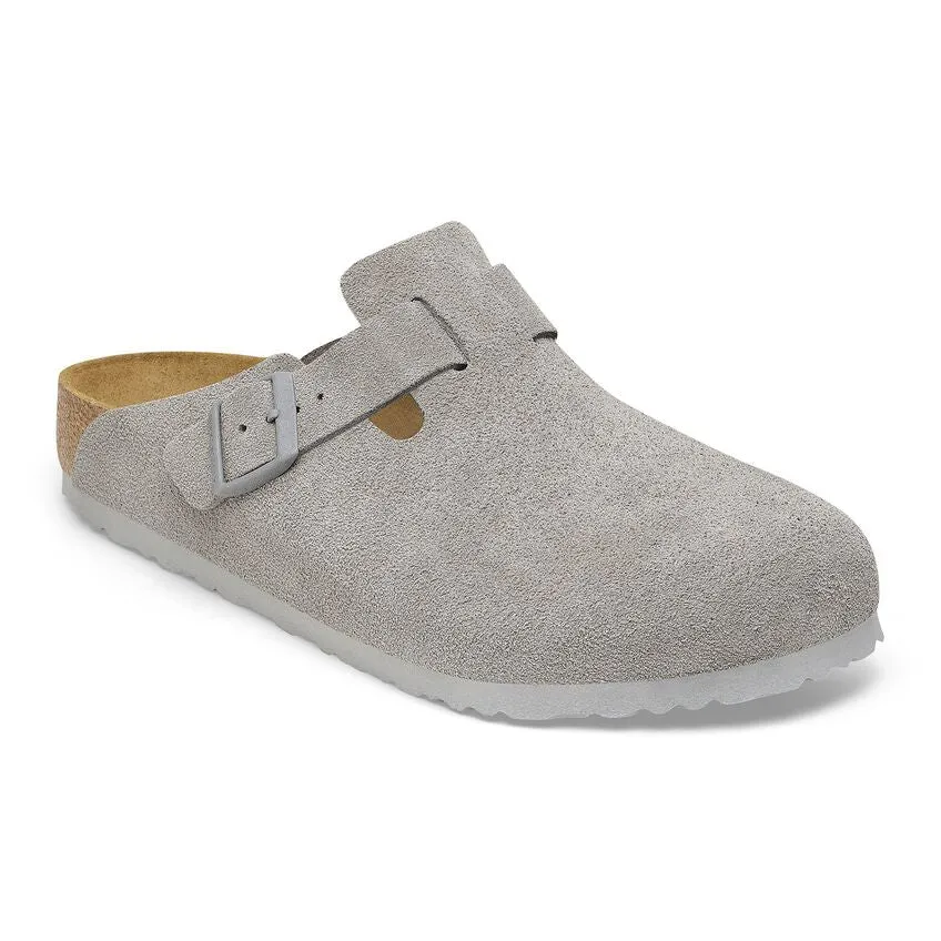 BIRKENSTOCK Women's Boston Suede Leather (Stone Coin - Narrow Fit)