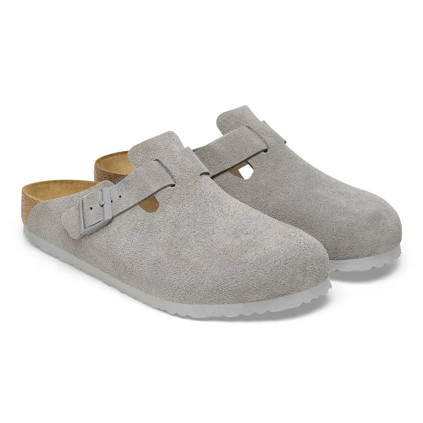 BIRKENSTOCK Women's Boston Suede Leather (Stone Coin - Narrow Fit)