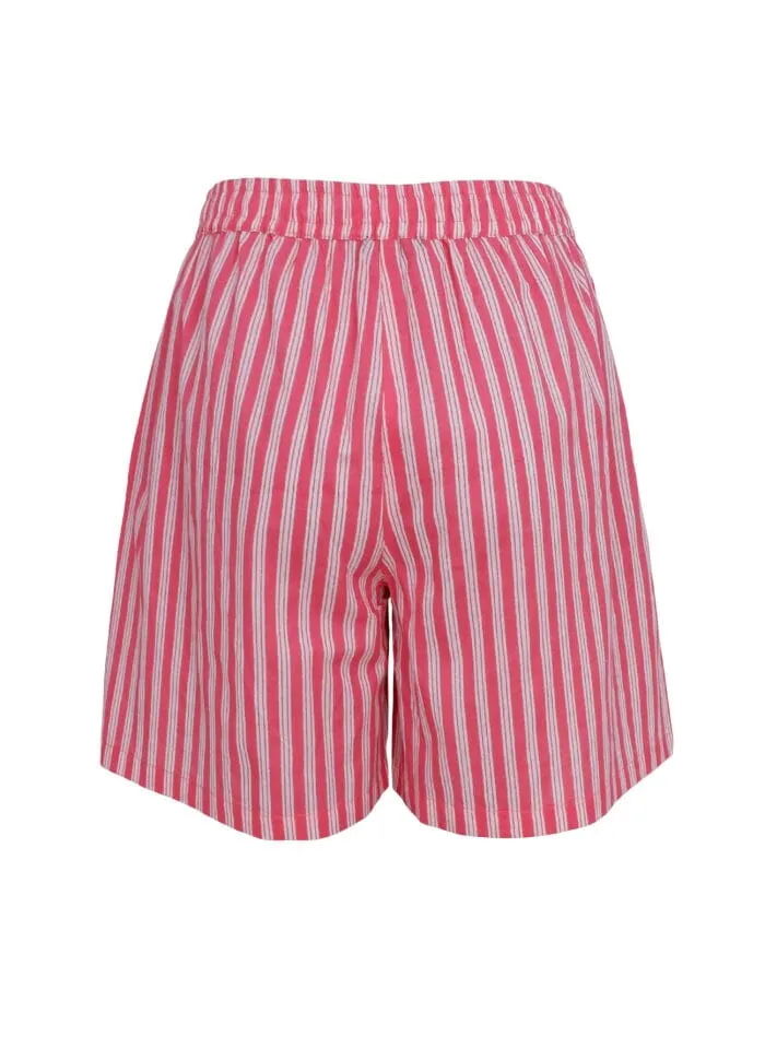 Black Colour - Bcflora Shorts - Pink Stripe