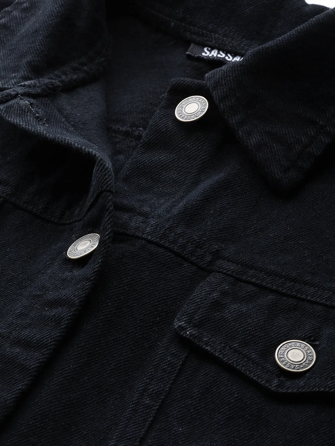 Black Denim Raw Edge Jacket