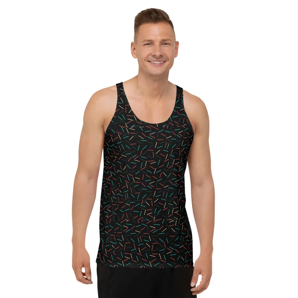 Black Sprinkles Unisex Tank Top, Abstract Birthday Boy Tank Top For Men-Made in USA/EU