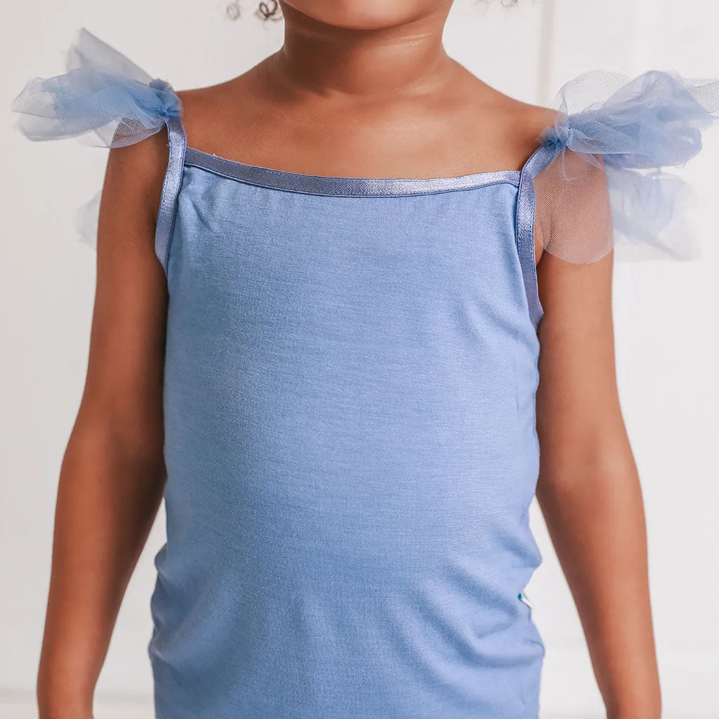 Blue Dew Ruffled Tulle Cami