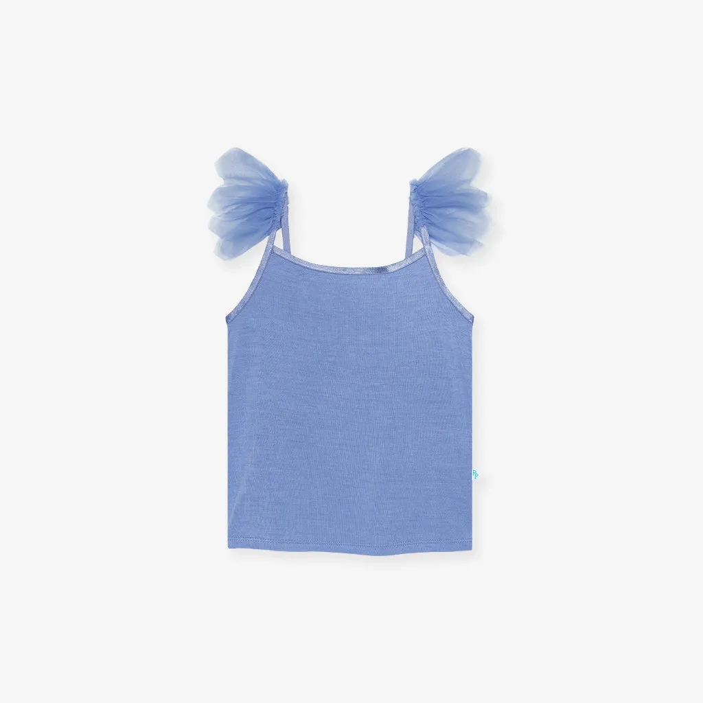 Blue Dew Ruffled Tulle Cami