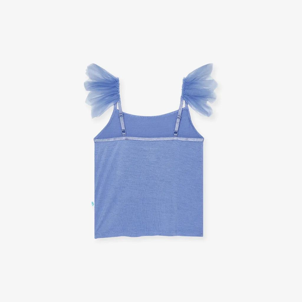 Blue Dew Ruffled Tulle Cami