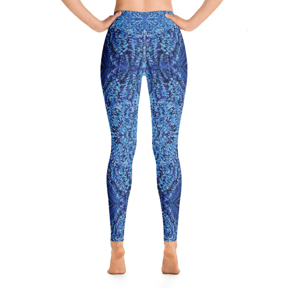 Blue Kaleidoscope Yoga Leggings with pocket for women