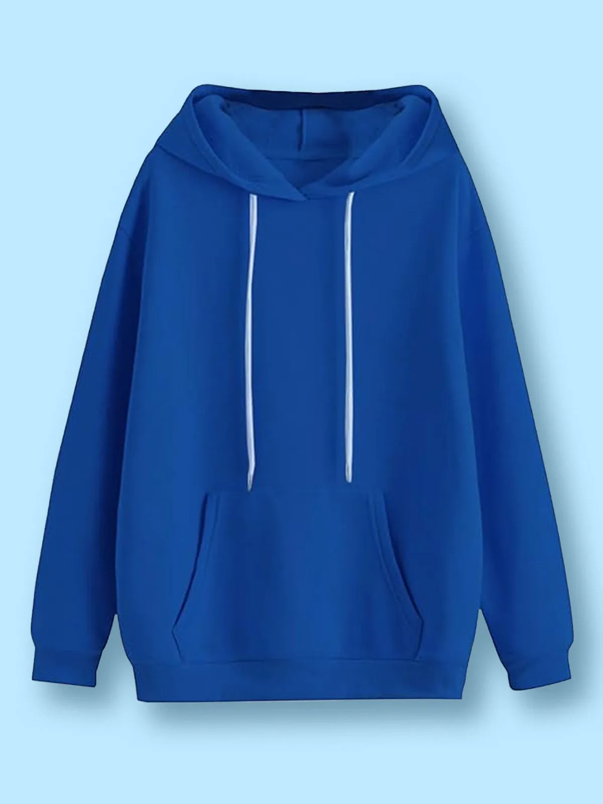 Blue Solid Regular Hoodie