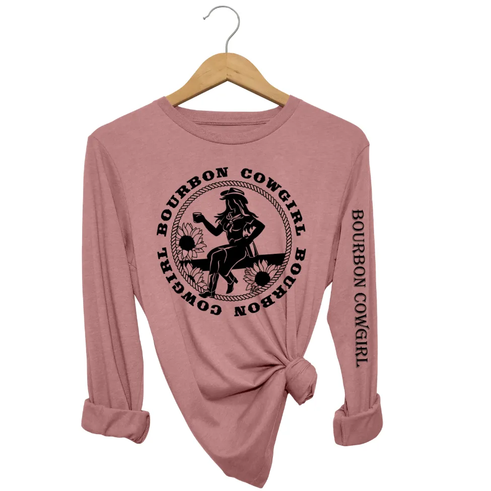 Bourbon Cowgirl Long Sleeve Mauve T-Shirt Bourbon Cowgirl