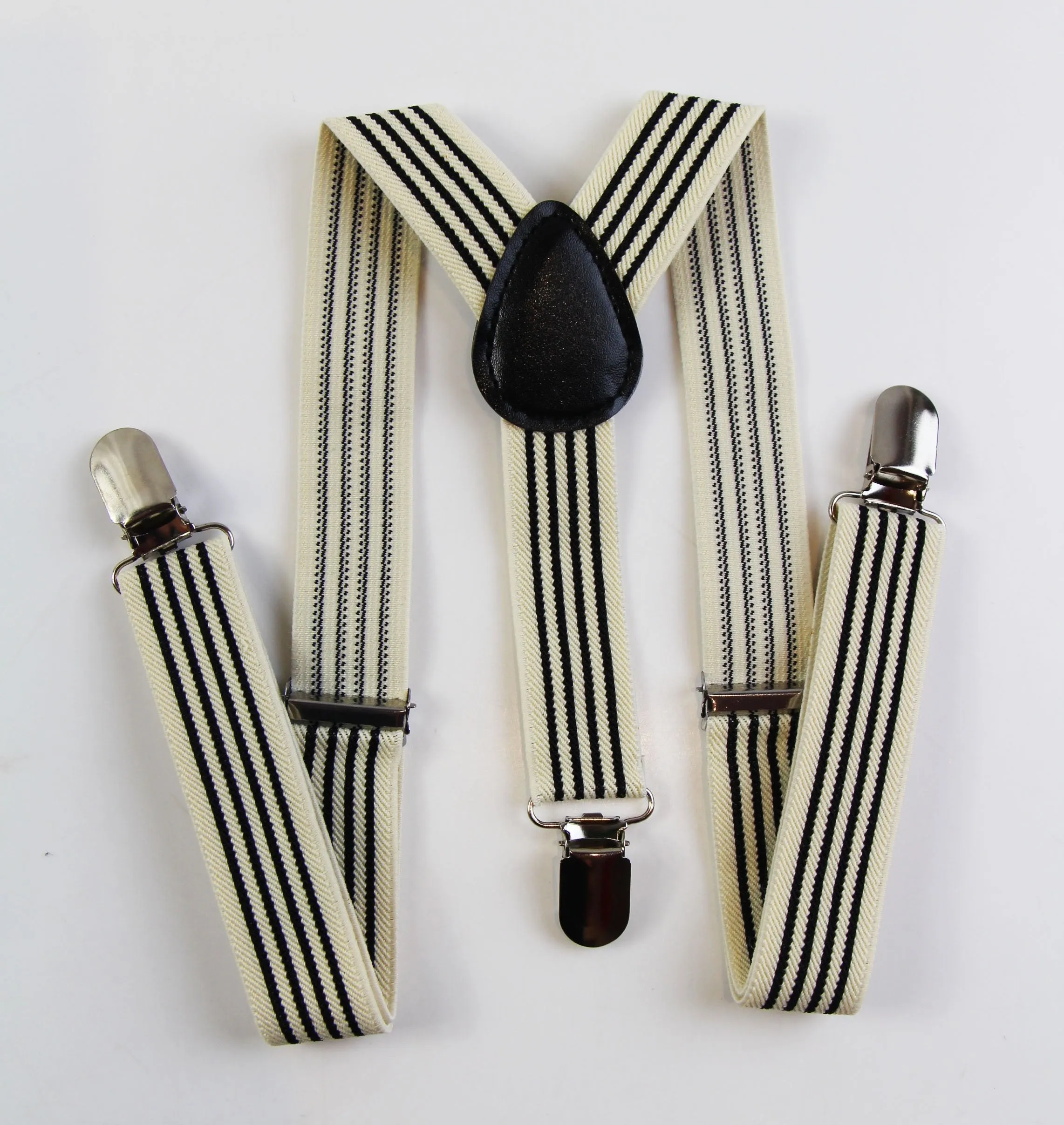 Boys Adjustable Latte & Black Striped Patterned Suspenders