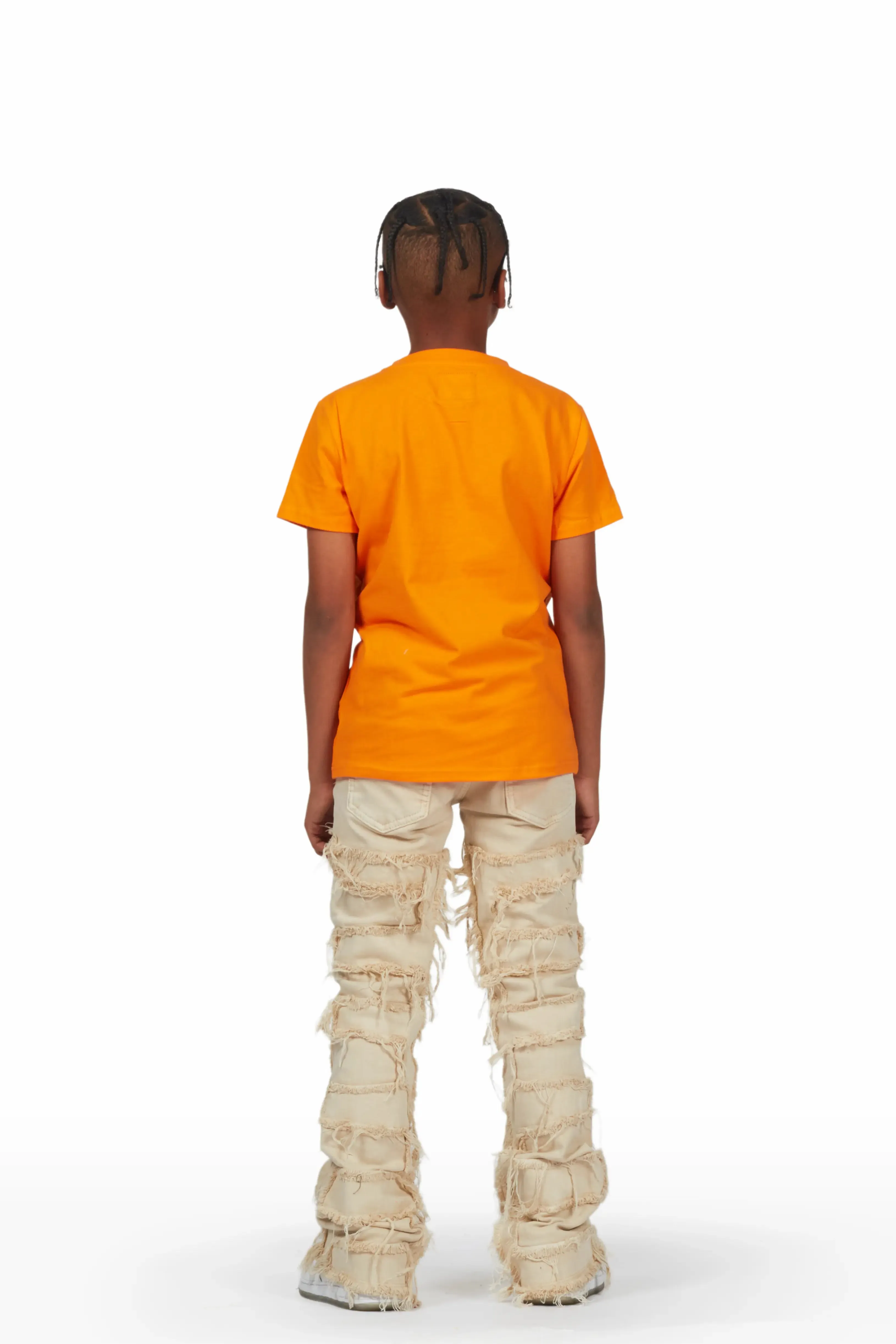 Boys Gary Orange T-Shirt/Stacked Flare Jean Set