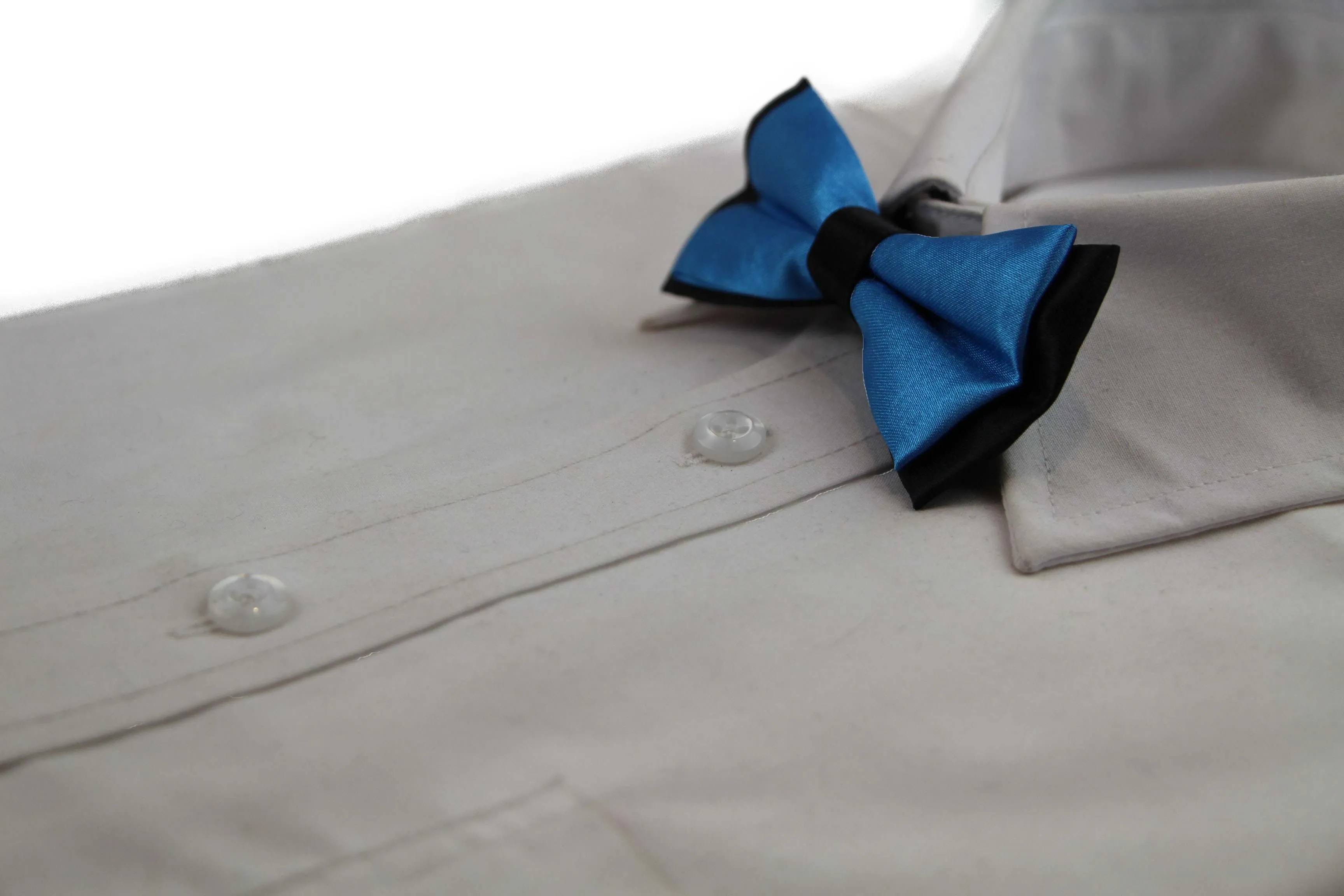 Boys Santorini Blue Two Tone Layer Bow Tie