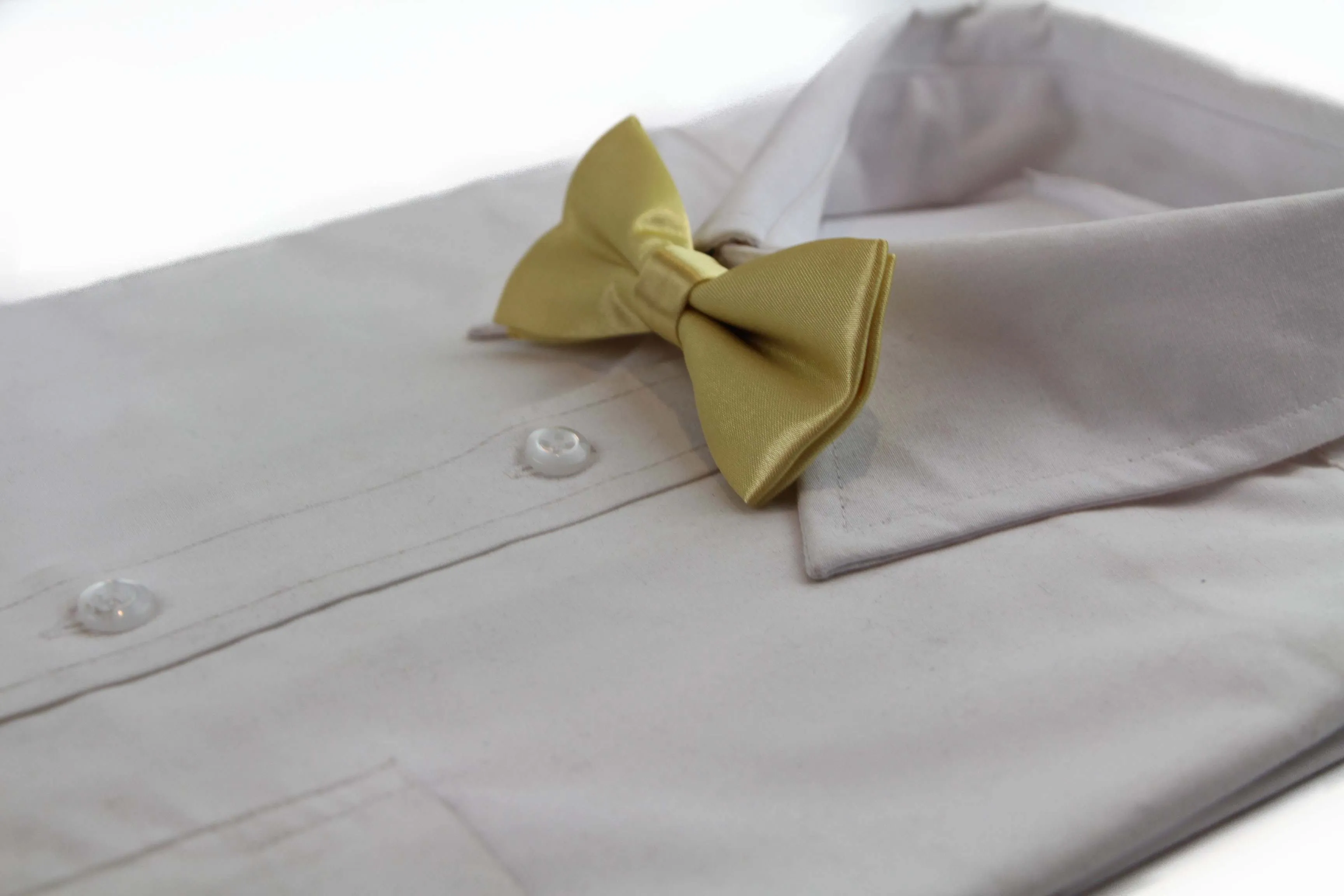 Boys Yellow Gold Plain Bow Tie