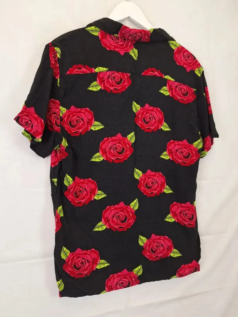 Brave Soul Festival Oversized Rose Print Top Size S