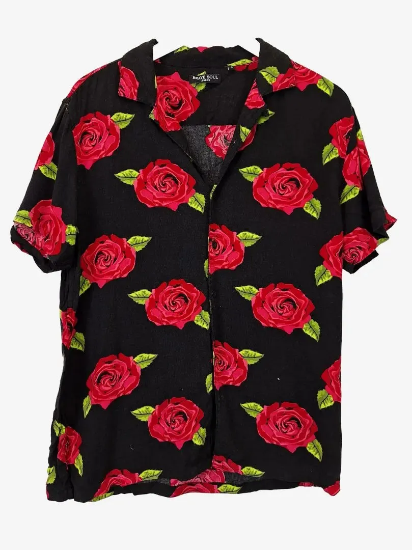 Brave Soul Festival Oversized Rose Print Top Size S