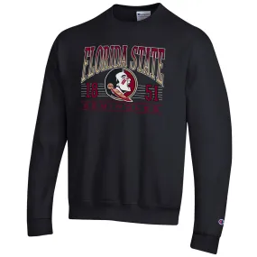 Champion Men's Florida State Seminoles/Seminole Logo Design Powerblend Fleece Crew - Black