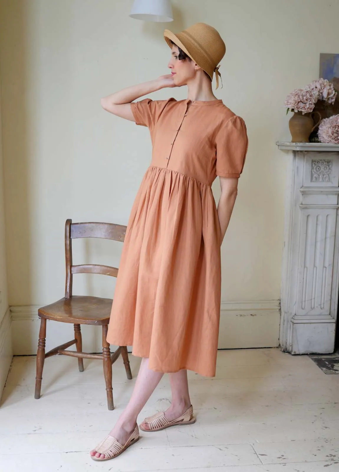 Collarless Dress - Clay