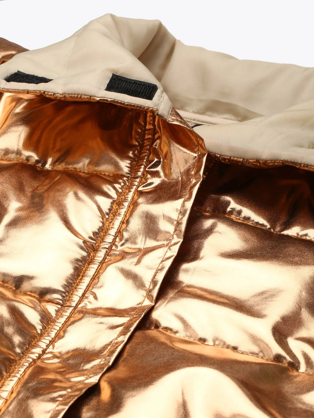 Copper Metallic Puffer Jacket