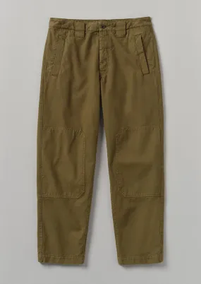 Cotton Canvas Tapered Trousers | Woodland Green