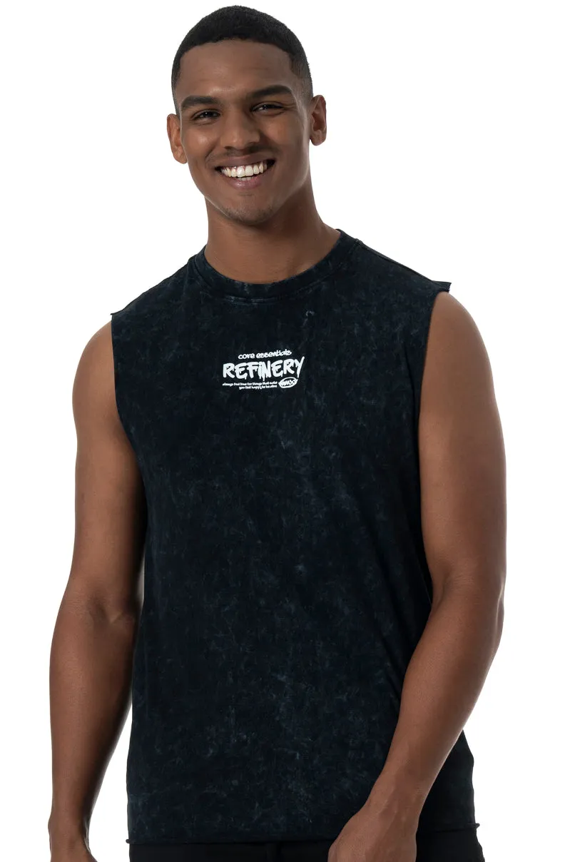 Dirty Dye Sleeveless T-Shirt _ 150454 _ Black