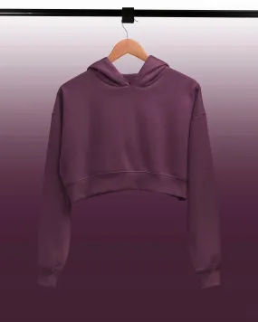 Drop Shoulder Crop Hoodie: Wine