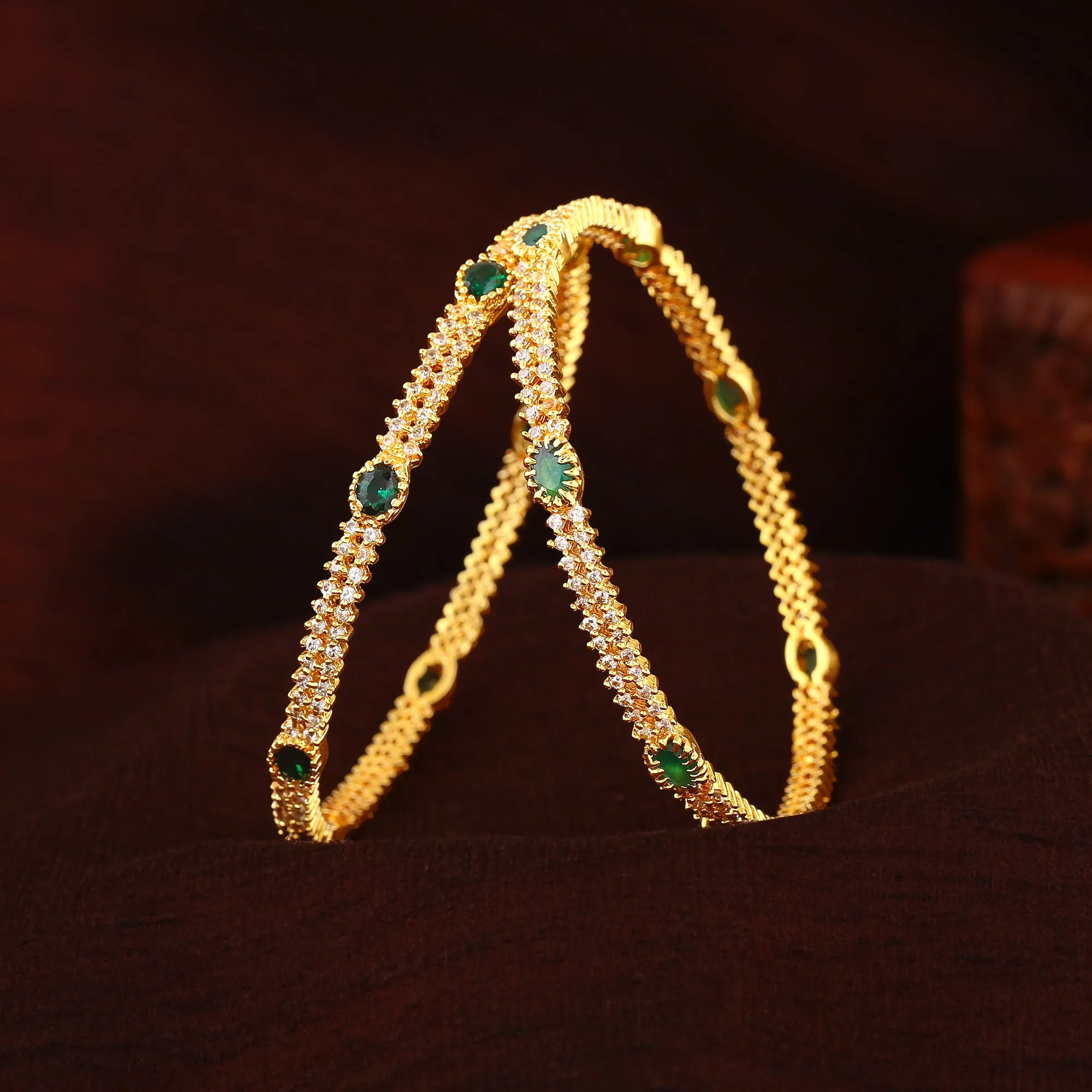 Estele Gold Plated CZ Fascinating Bangles for Women