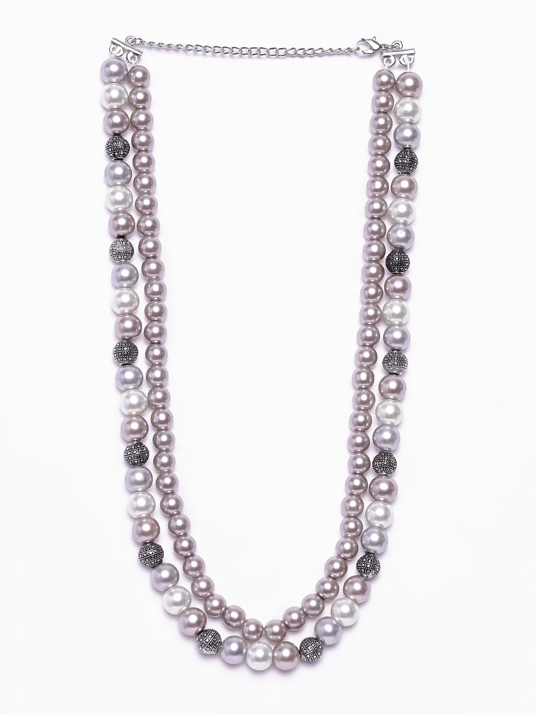 Estele - Pearly affair with white and shades of purple double line necklace