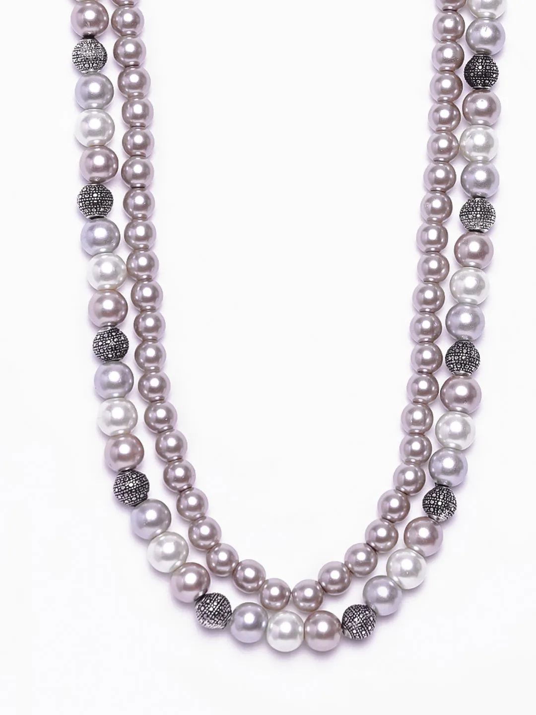 Estele - Pearly affair with white and shades of purple double line necklace