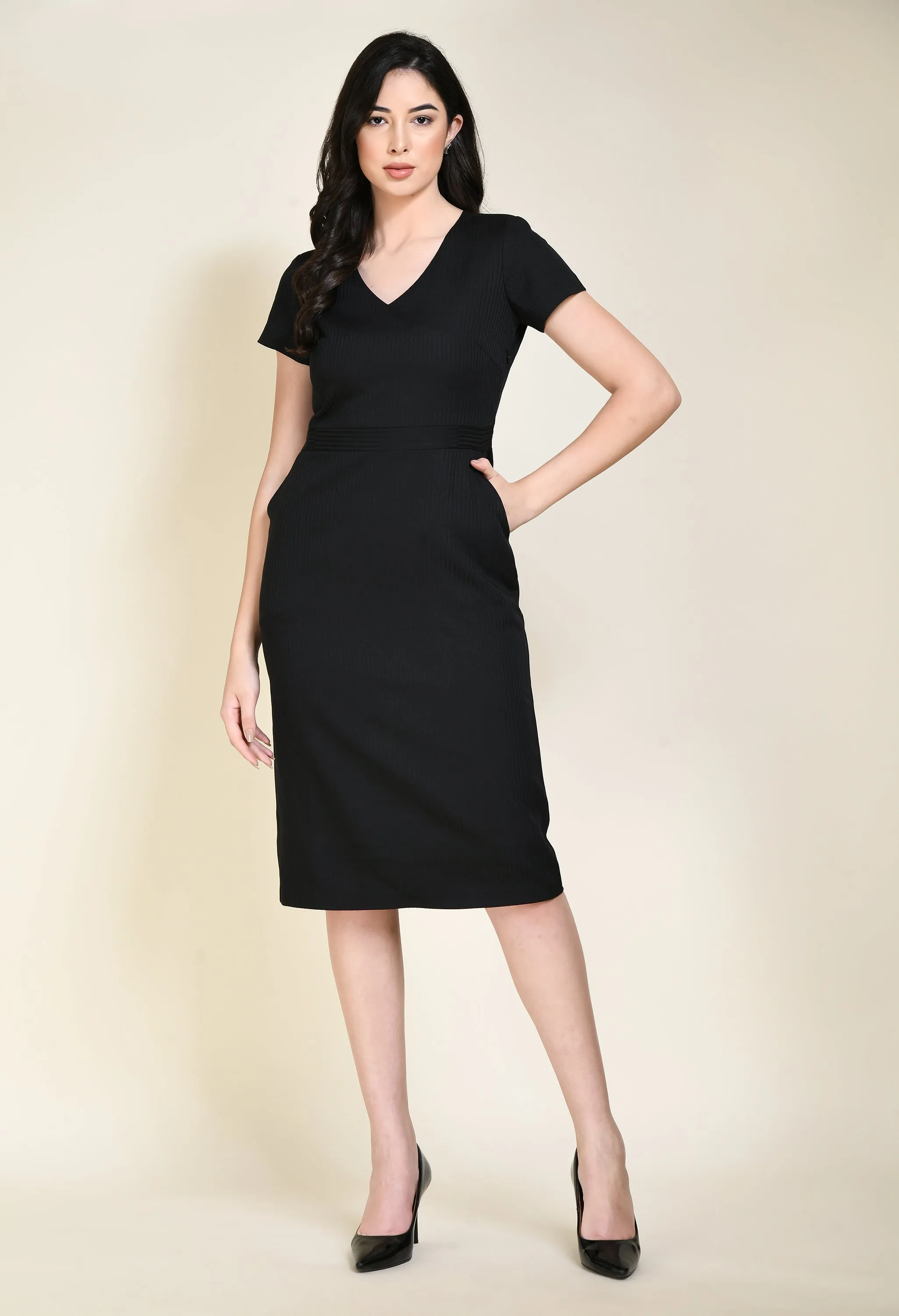 Exude Composure Sheath Dress (Black)