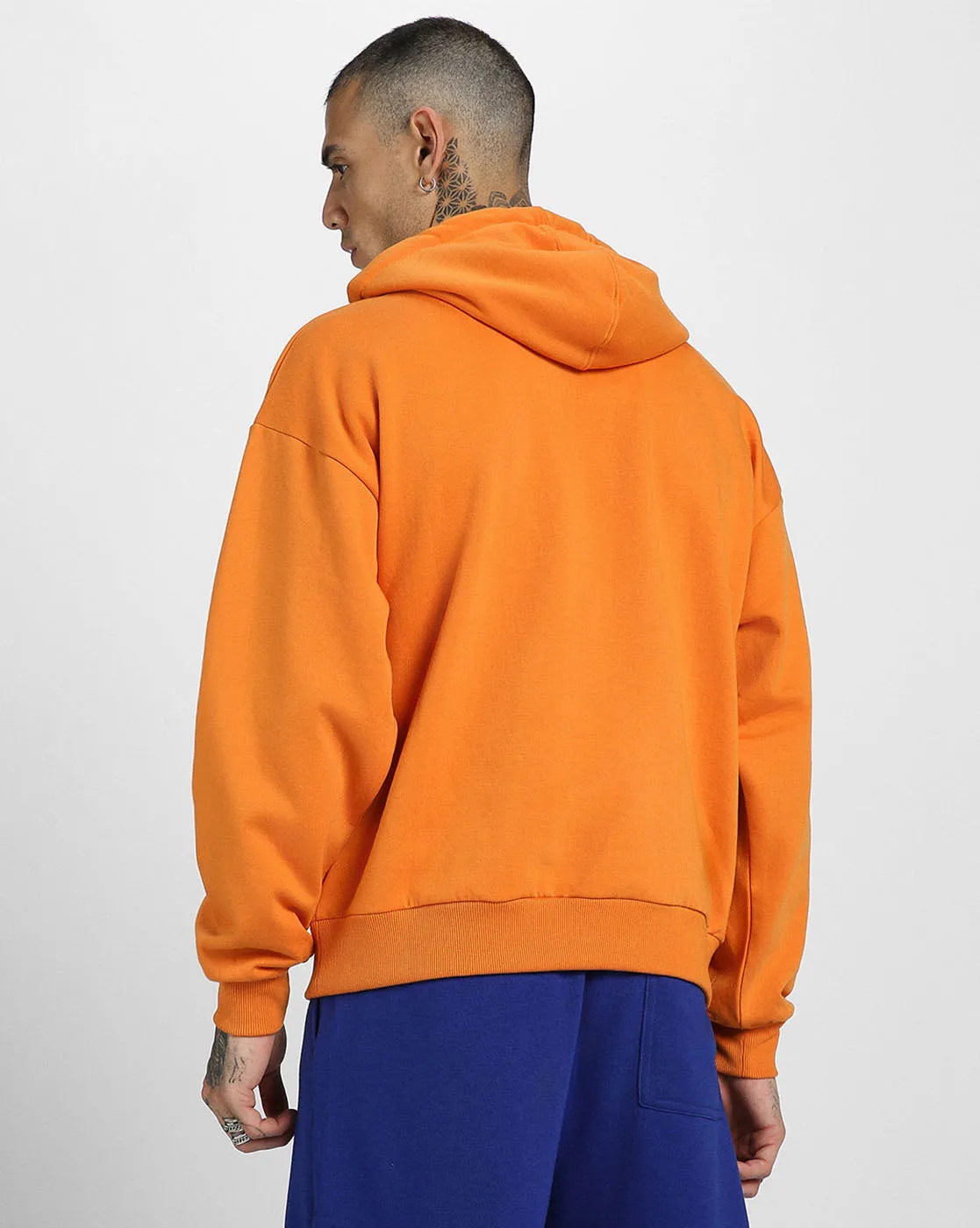 Eye Orange Oversized Pocket Graphic Printed Hoodie