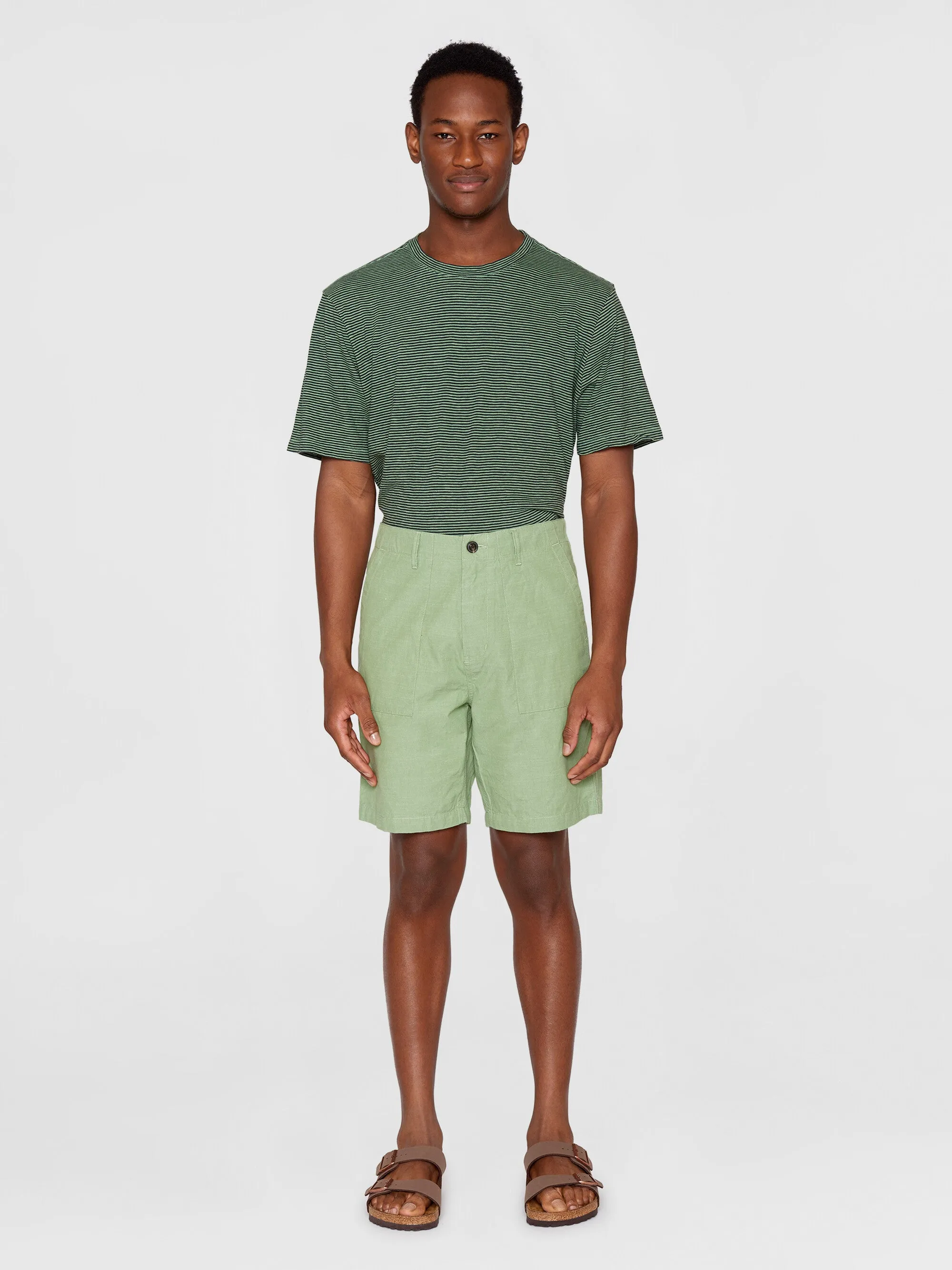 FLINT wide slub yarn shorts - GOTS/Vegan - Shale Green