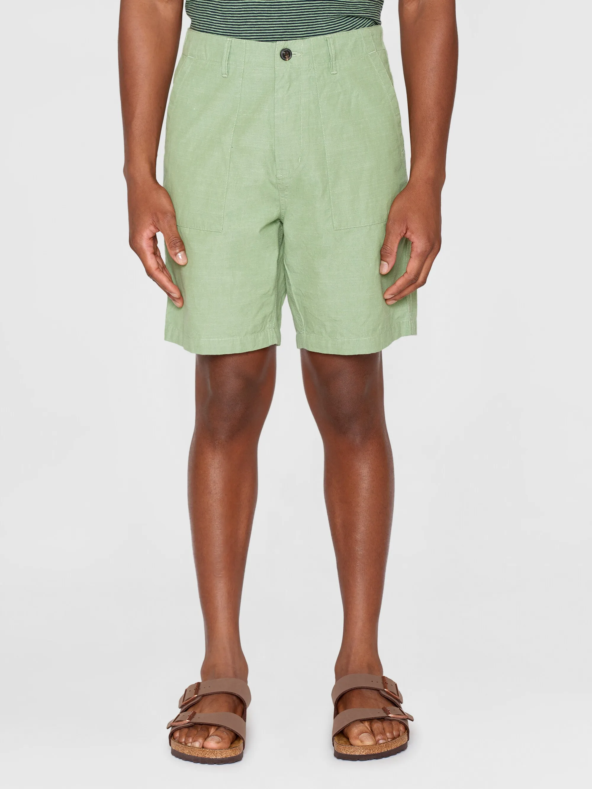 FLINT wide slub yarn shorts - GOTS/Vegan - Shale Green